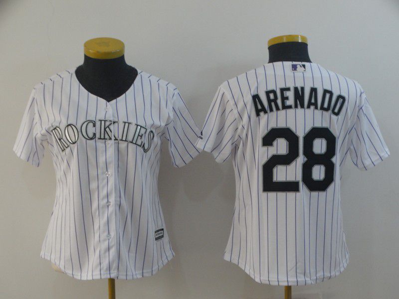 Women Colorado Rockies #28 Arenado White Game MLB Jersey->women mlb jersey->Women Jersey